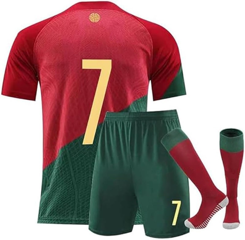 Ruhapu Soccer Jersey Boys, Kids' Soccer Jersey #7, T-Shirt Youth Jersey Socks Soccer Shirt Kit Set - Image 1